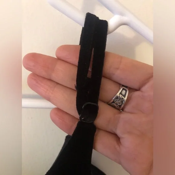 Windsor Black Velvet Maxi Sleeveless Dress with Sheer Side V neck cut outs Prom - Picture 9 of 11